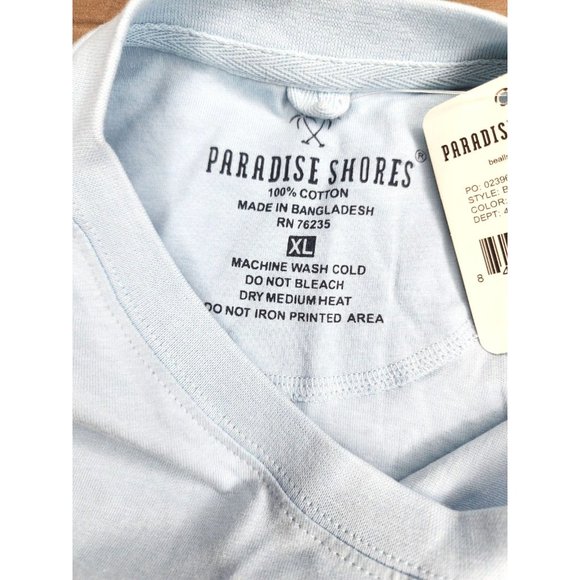 Paradise Shores Cotton XL 5011 Geyser Lei Over Charters Teal Blue T Shirt - Picture 4 of 16